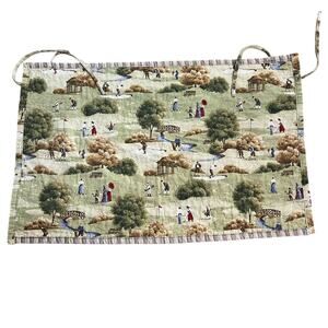 Vintage English Golf Country Course Quilted Cotton Wall Decor 39”x25” Old‎ World